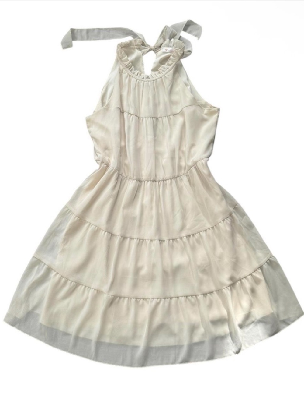 Vintage Cream Tiered Halter Dress
